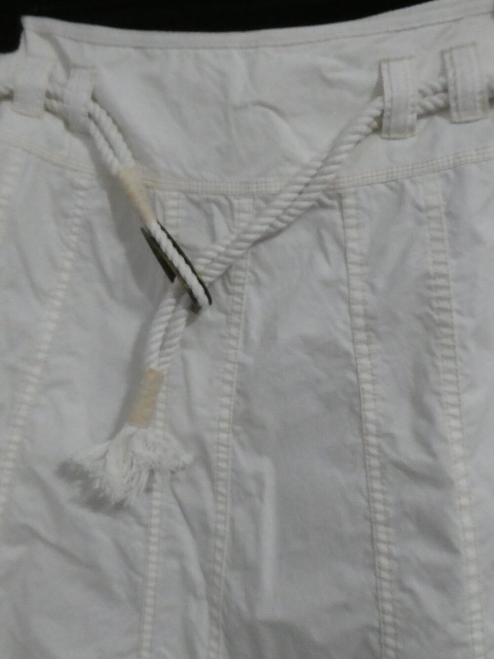 CONTEMPORAINE By SIMONS White Cotton A-Line Skirt with Braided Belt - Size 12 - Picture 5 of 15